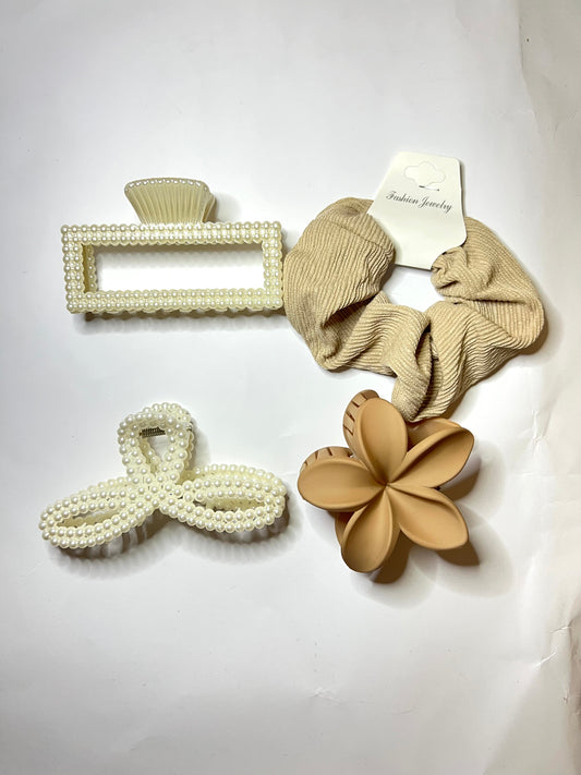 4pcs beige hair clips