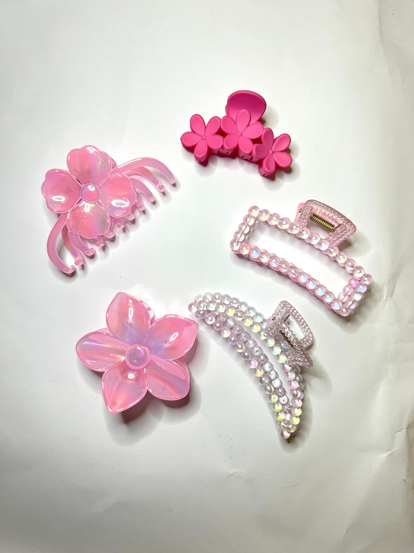 5 pcs pink hair clips