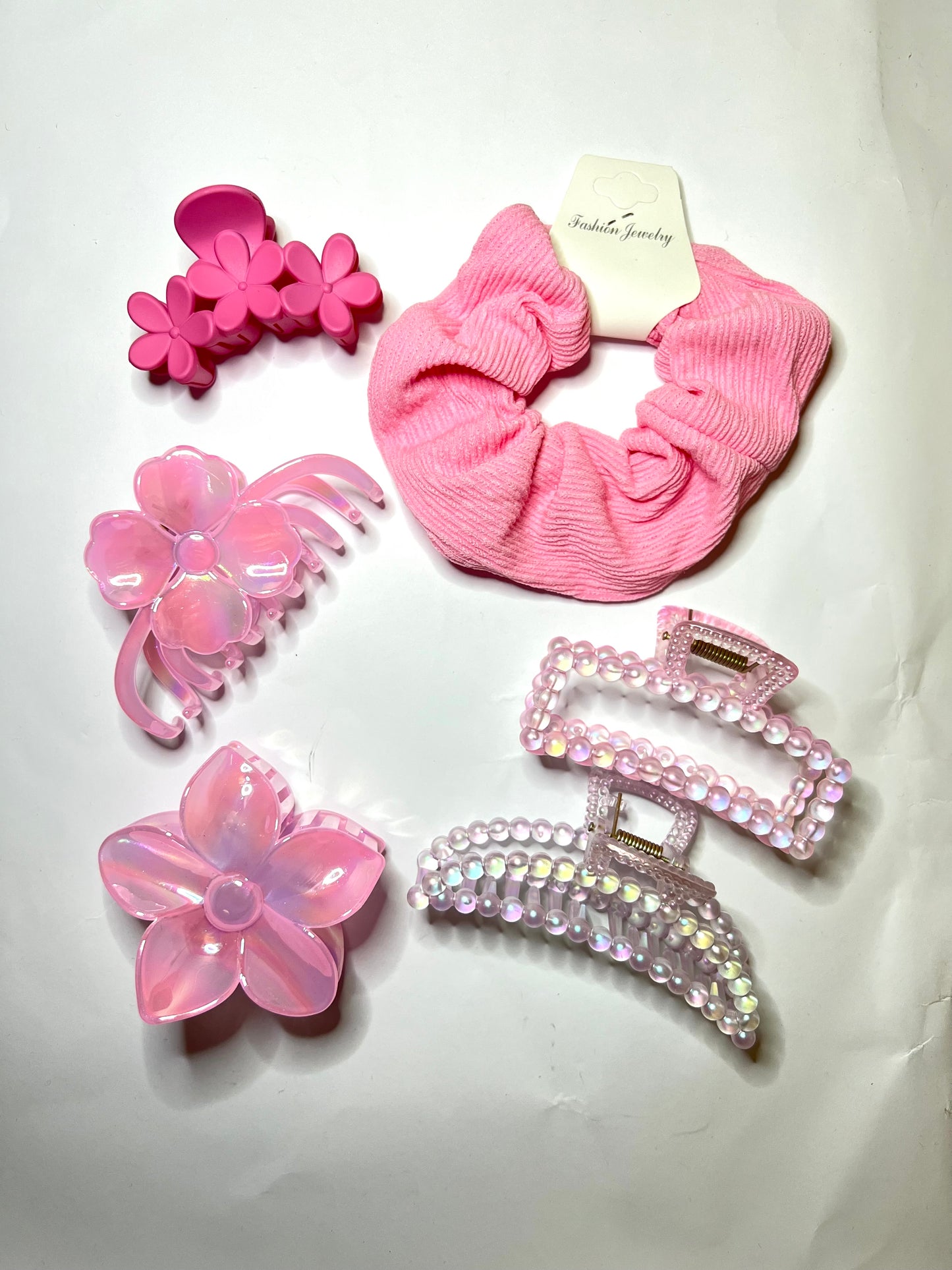 5 pcs pink hair clips