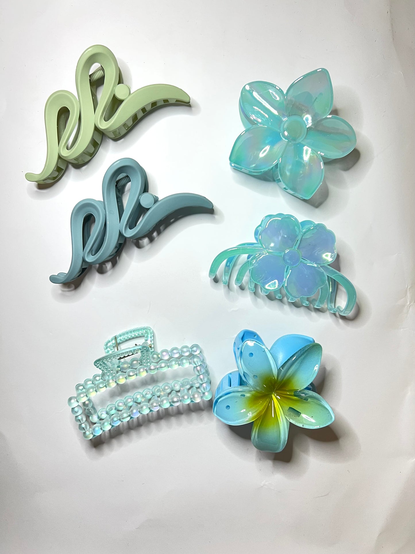 5pcs green hair clips