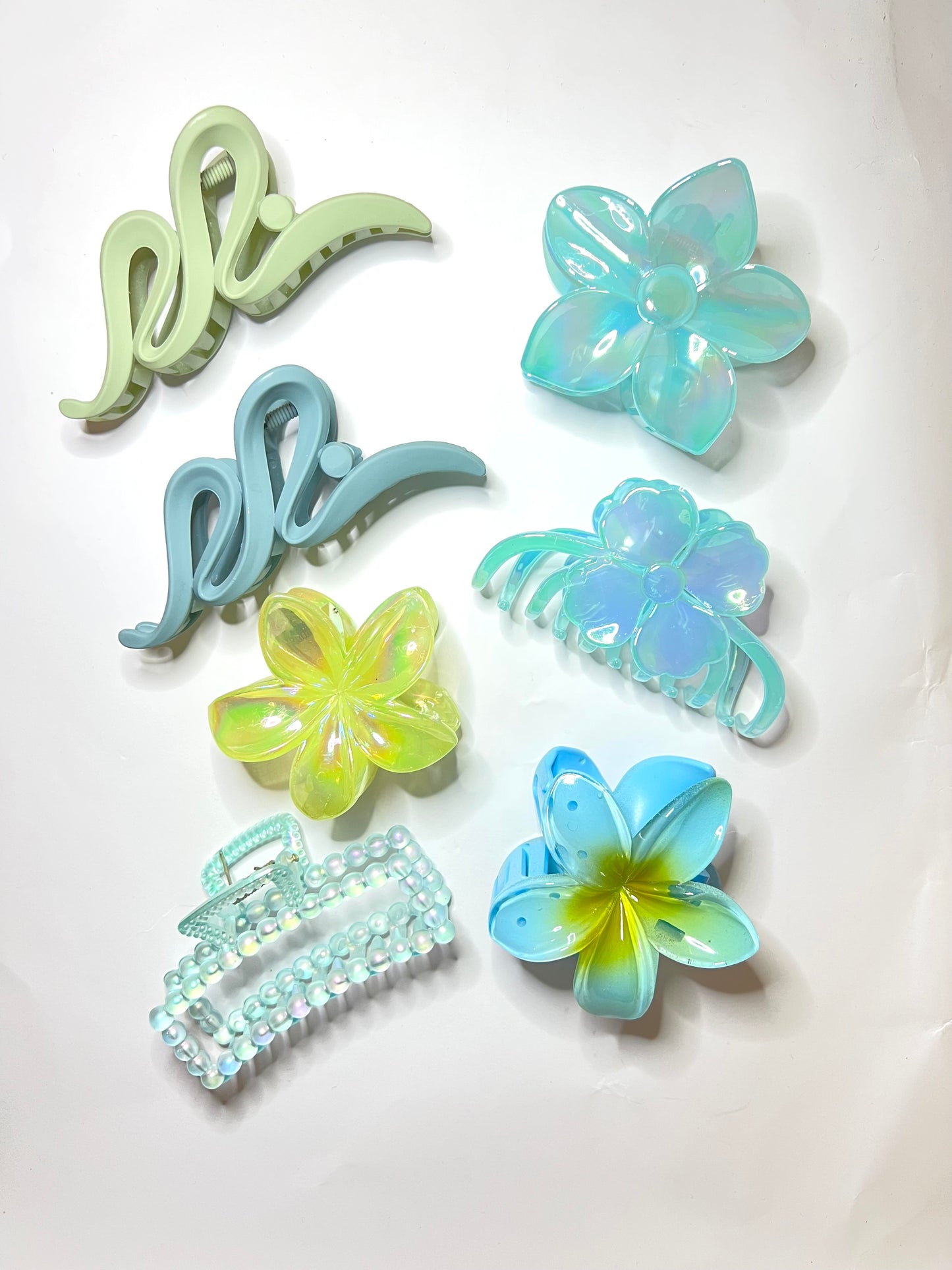 5pcs green hair clips